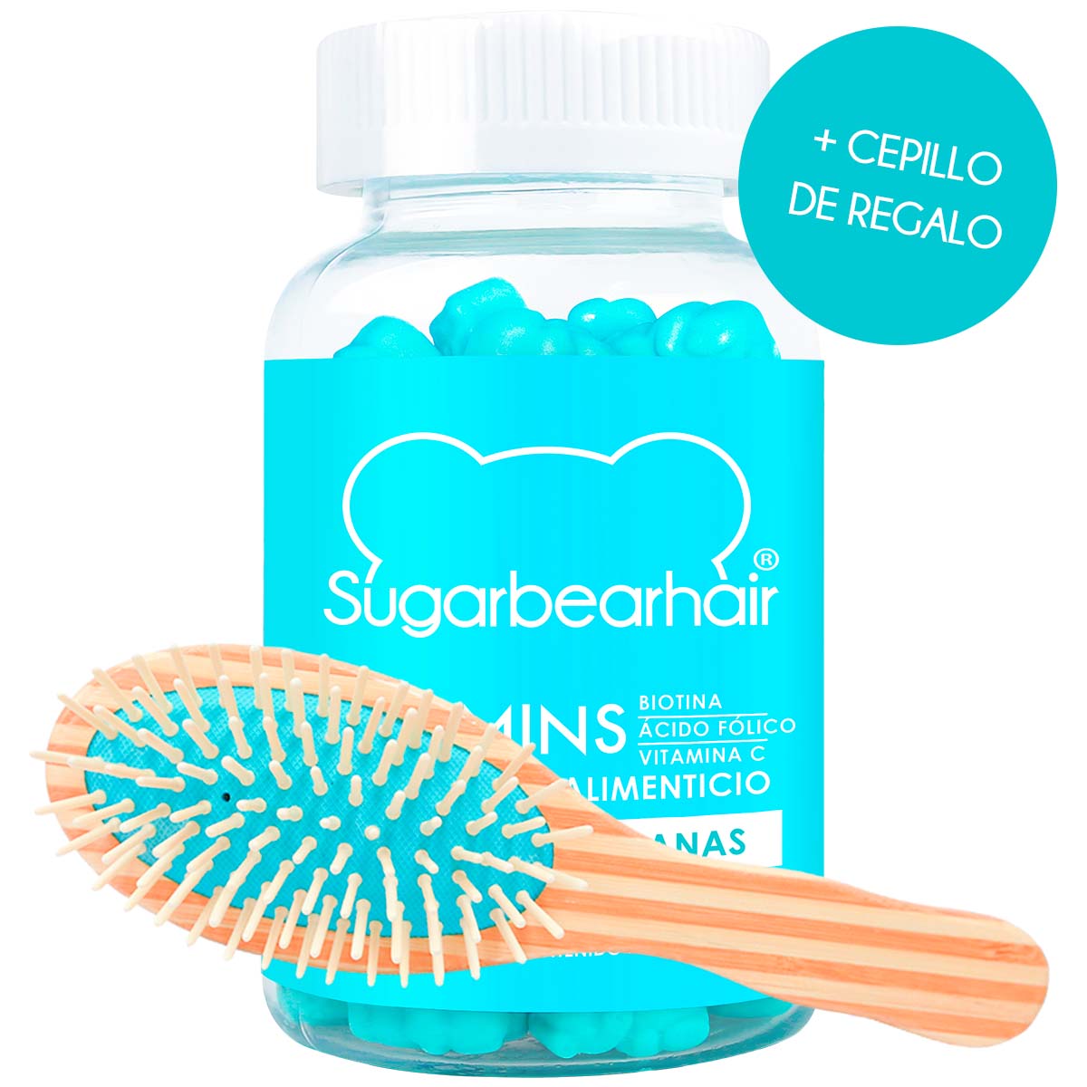 SugarBear Hair + Cepillo de Bamboo de regalo